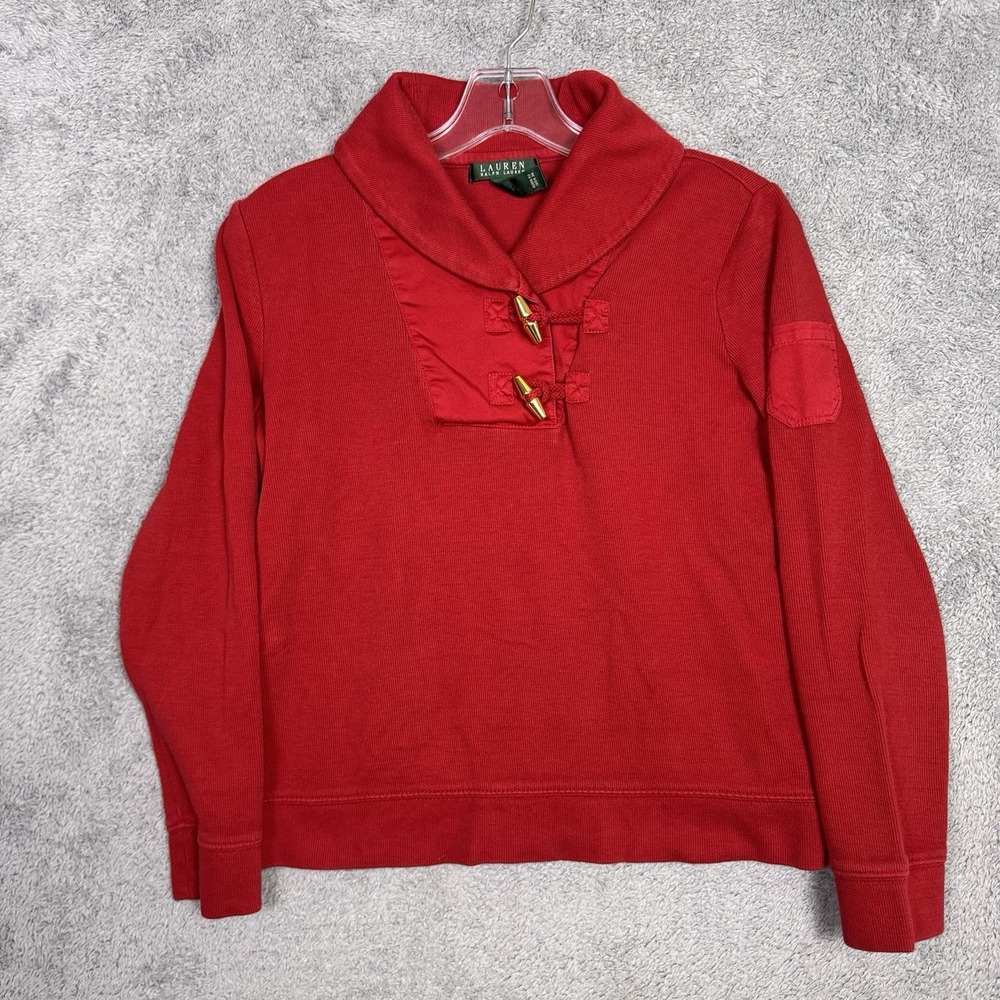 Ralph Lauren Sweater Womens M Shawl Collar Toggle Neck Jumper Pullover Knit